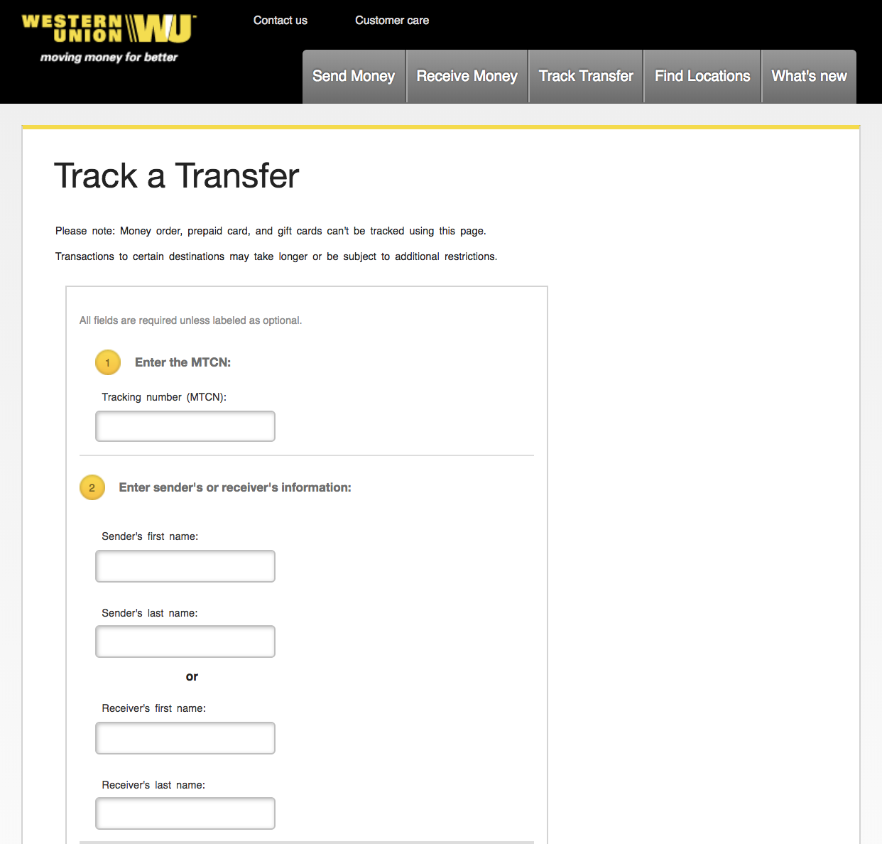 western union mtcn number example