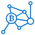 Bitcoin blockchain network vector icon blue