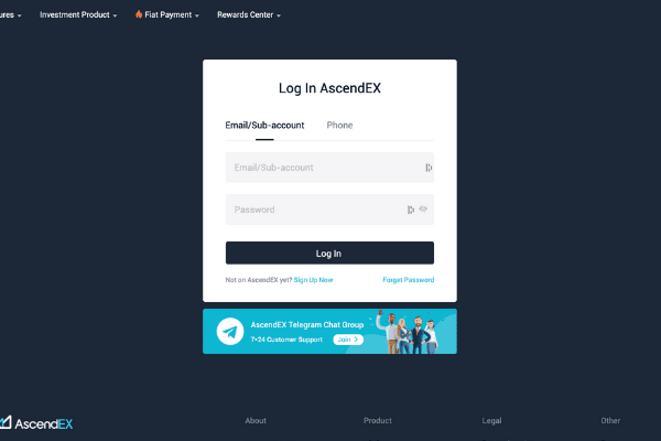 AscendEX log in page