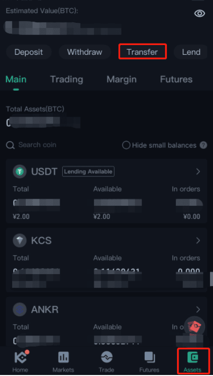 Kucoin Futures Currency Transfer