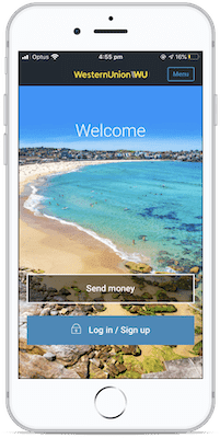 Screenshot of the Western Union app
