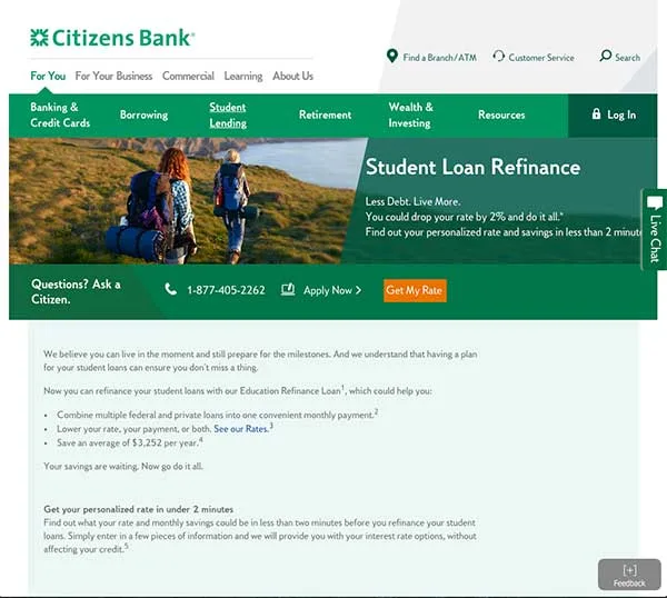 citizens bank pay student loan