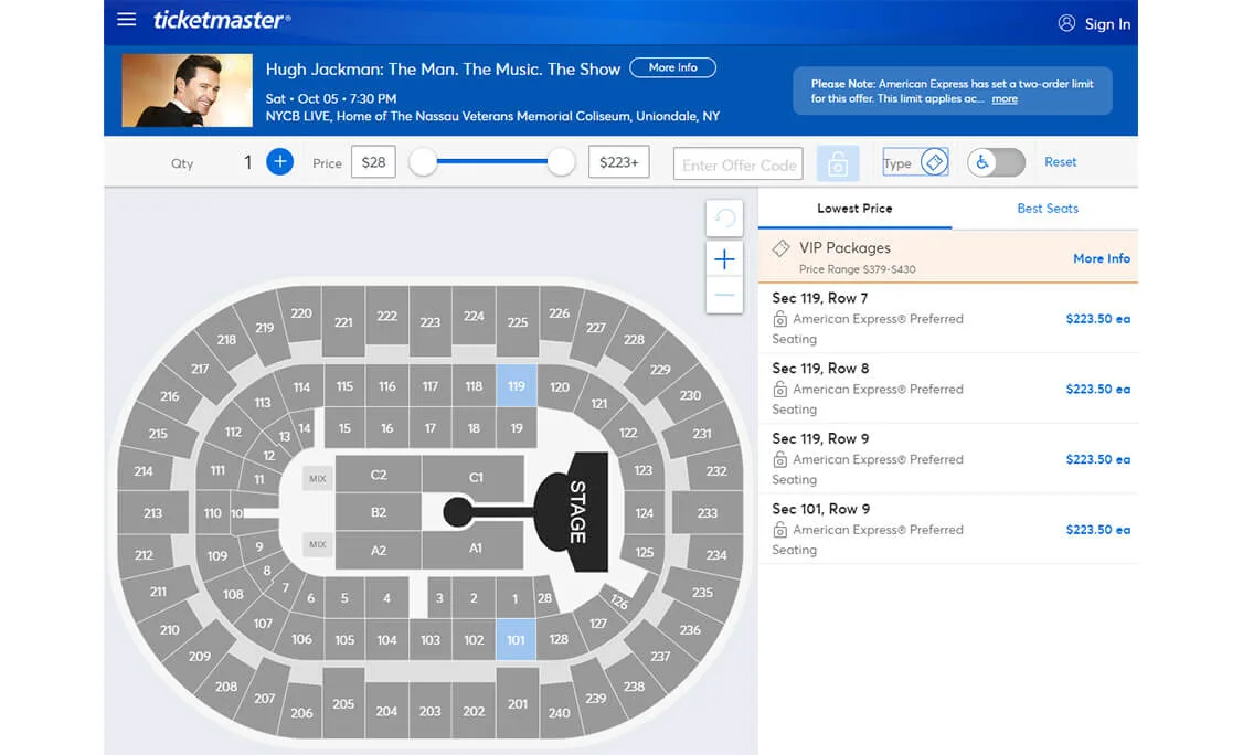 Sit In Comfort Amex Preferred Seating