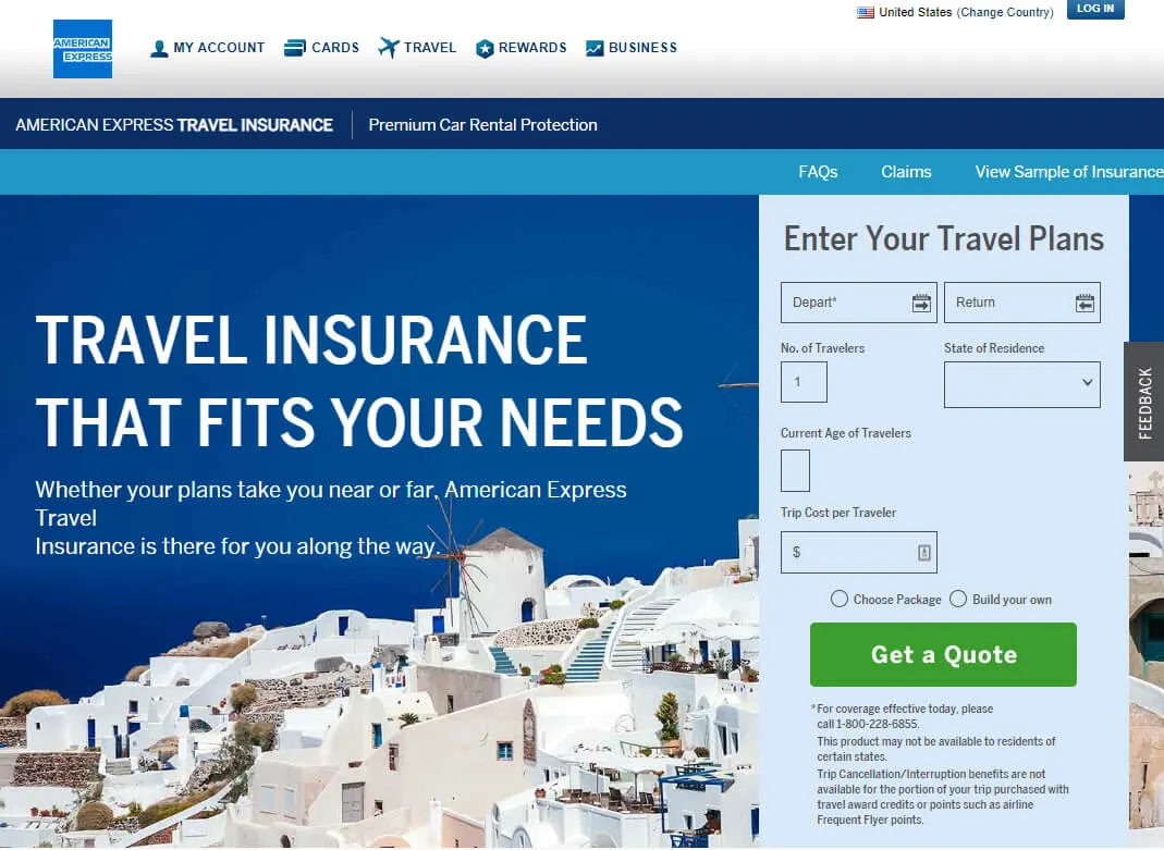 amex travel insurance on credit card