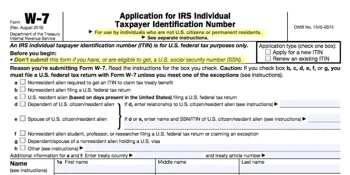 How to apply for an itin