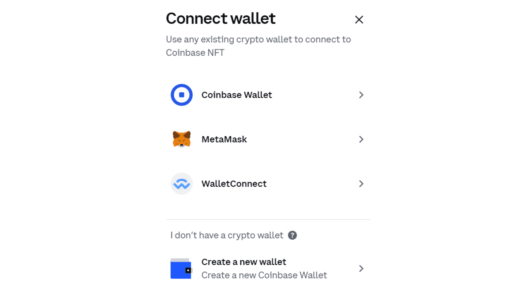 Coinbase NFT Connect Wallet