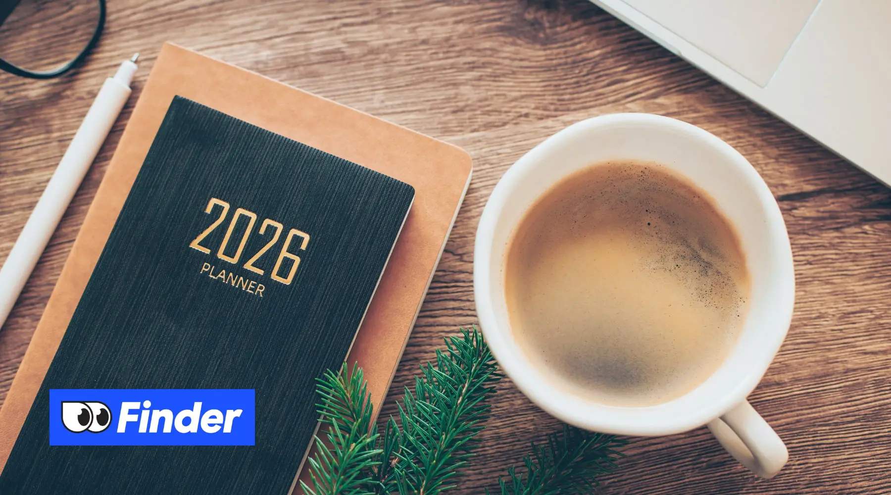 Cozy workspace with 2026 planner and a coffee