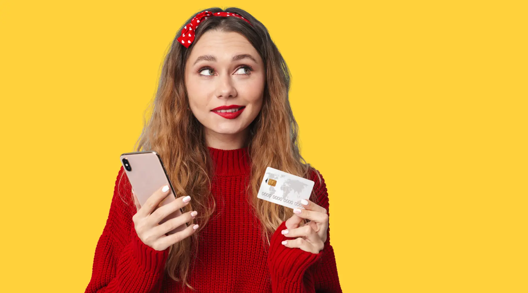 Woman holding credit card