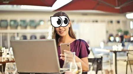 Woman looking at phone. 