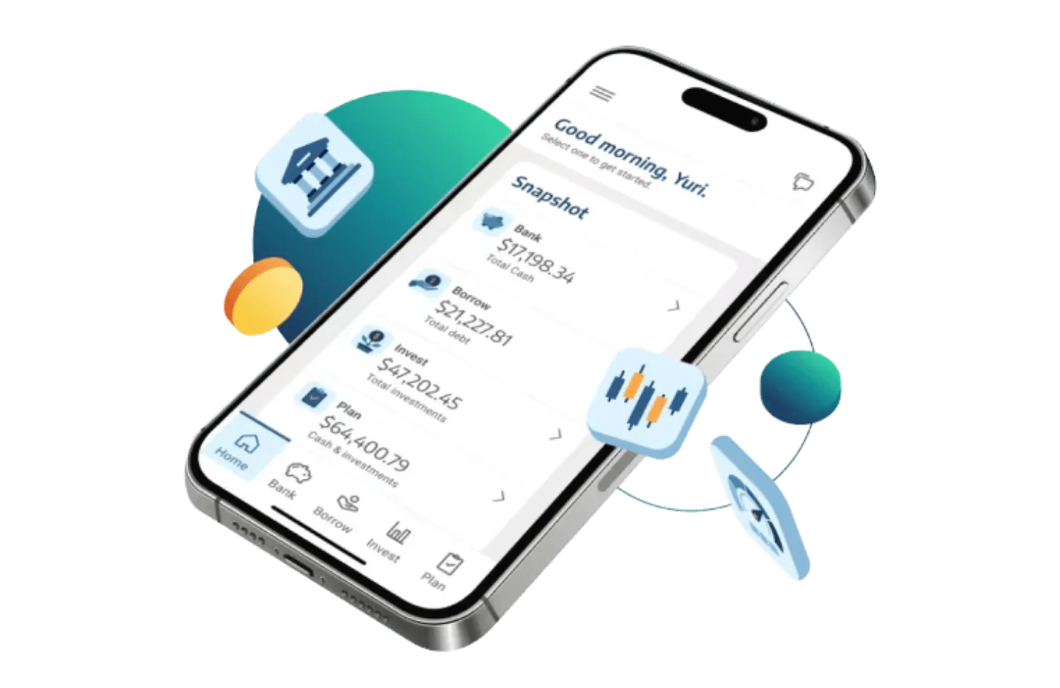 A phone with banking app open