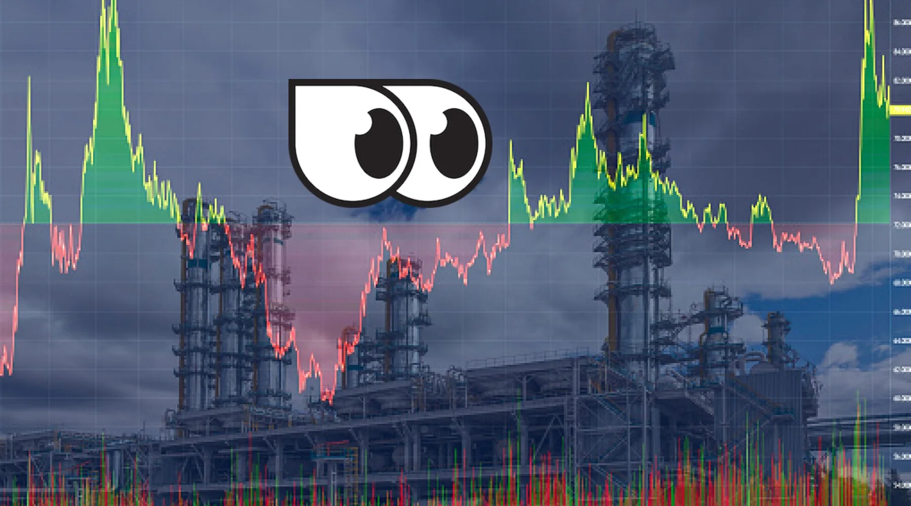 Oil Refinery Plant Of Petroleum On The Background Of Stock Charts