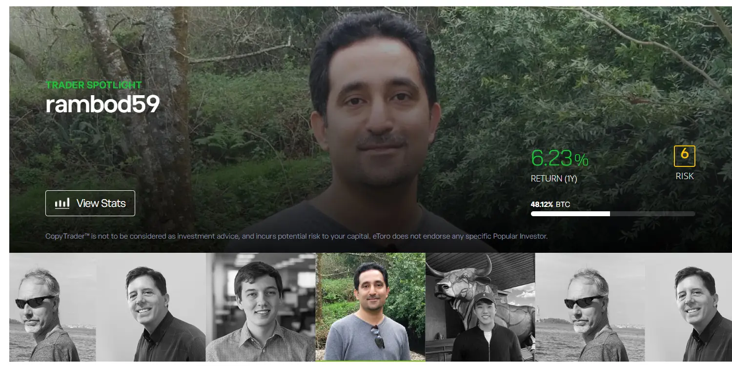 Screenshots of eToro app