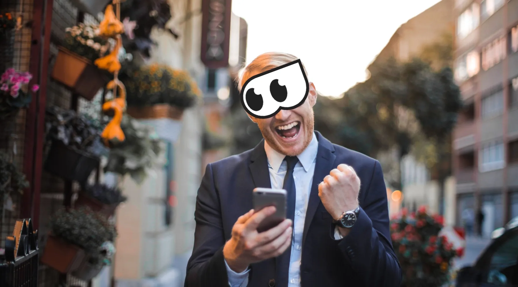 Man happy with bank account