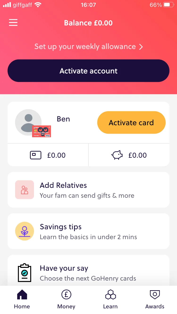 Go Henry Sign GoHenry review | Prepaid kids card | £20 sign-up bonus