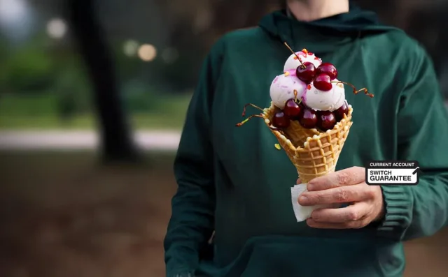 Man carrying ice cream