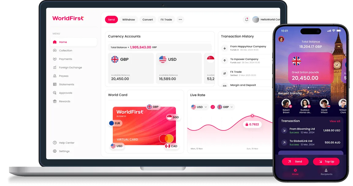 Woman using WorldFirst om laptop