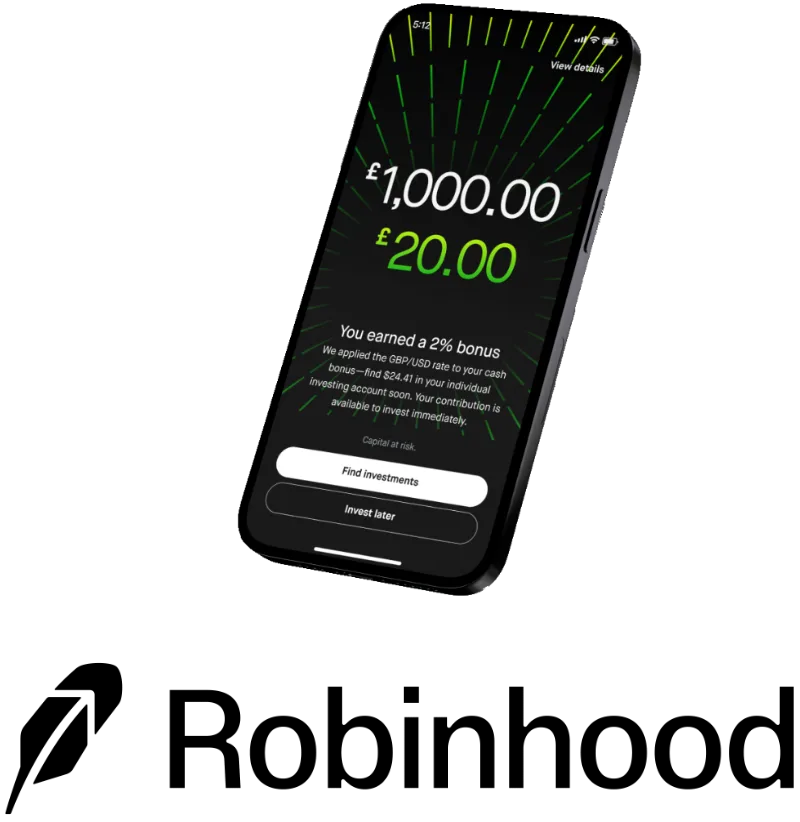 Robinhood logo and mobile app