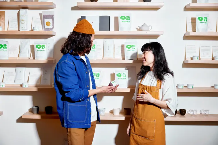 Matcha company owners with their product