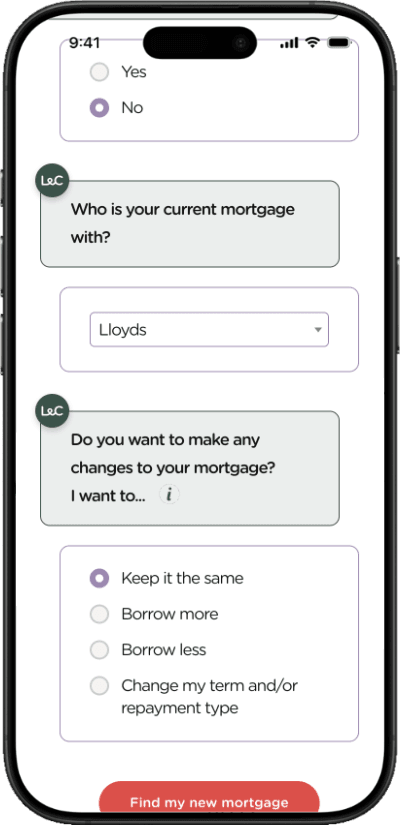 A smartphone with a web browser open, showing the L&C on-boarding form.