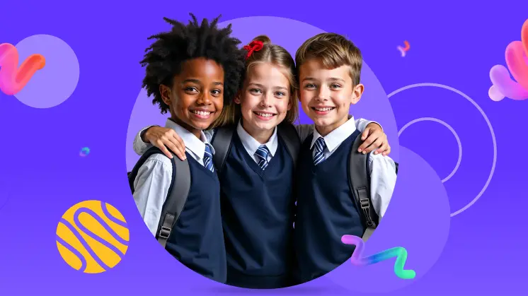 three kids in school uniform together