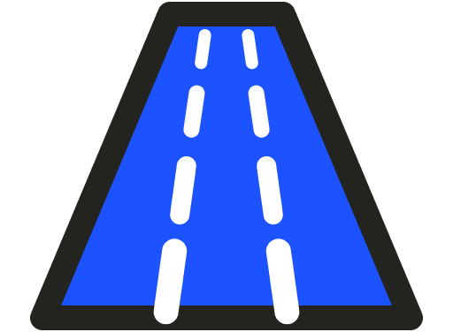 blue cartoon icon of a motorway road