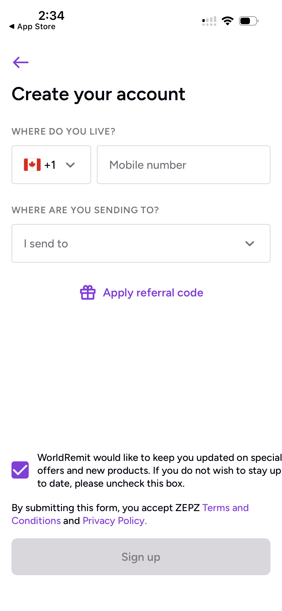 Worldremit screenshot