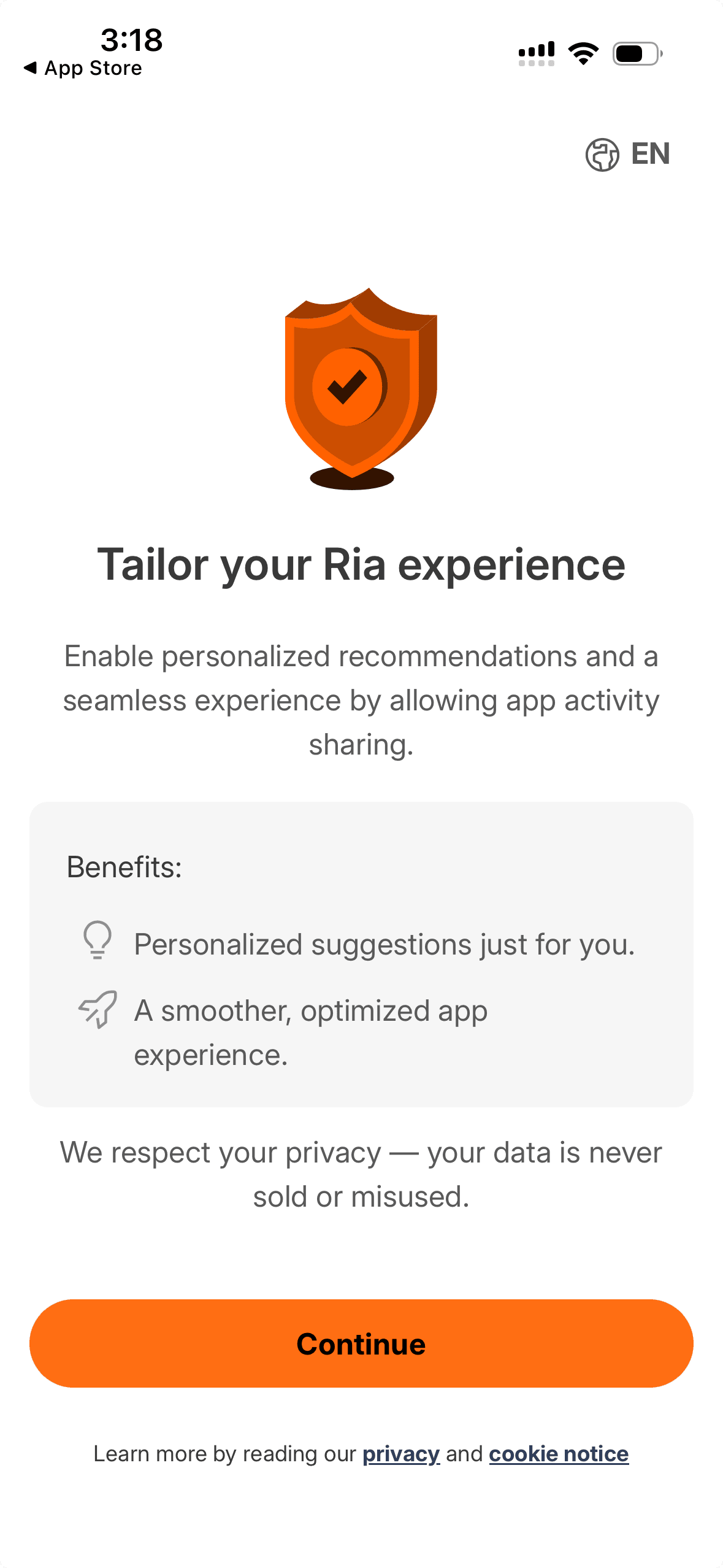 Ria app screenshot