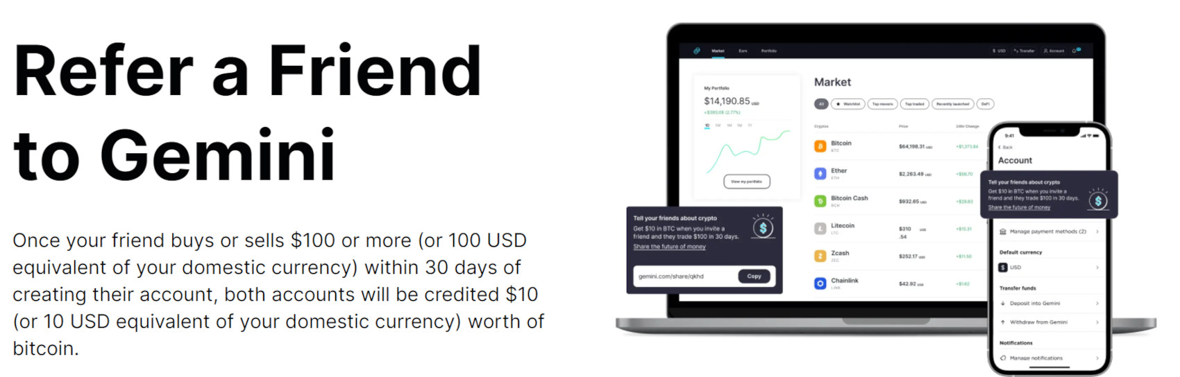 Gemini exchange's referral program