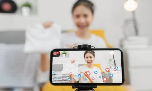 Woman on social media