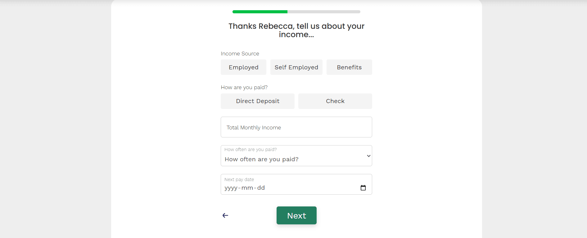 Green Loans application