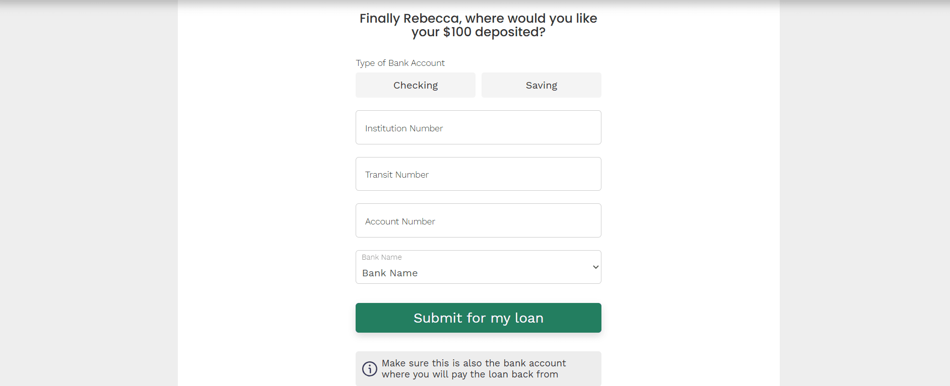 Green Loans application