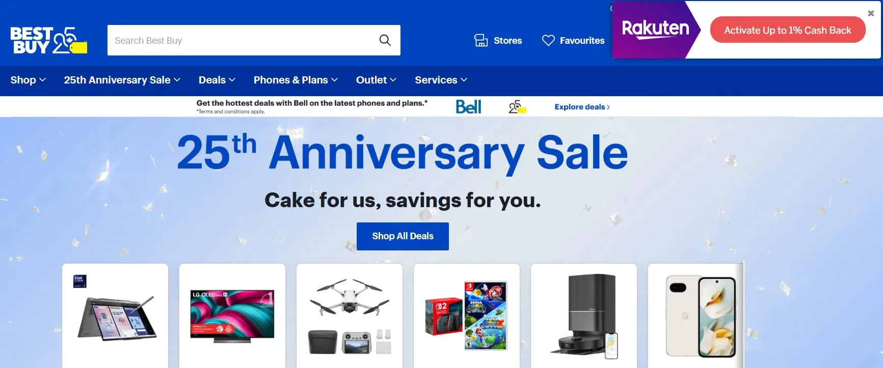 Best Buy homepage with Rakuten cashback