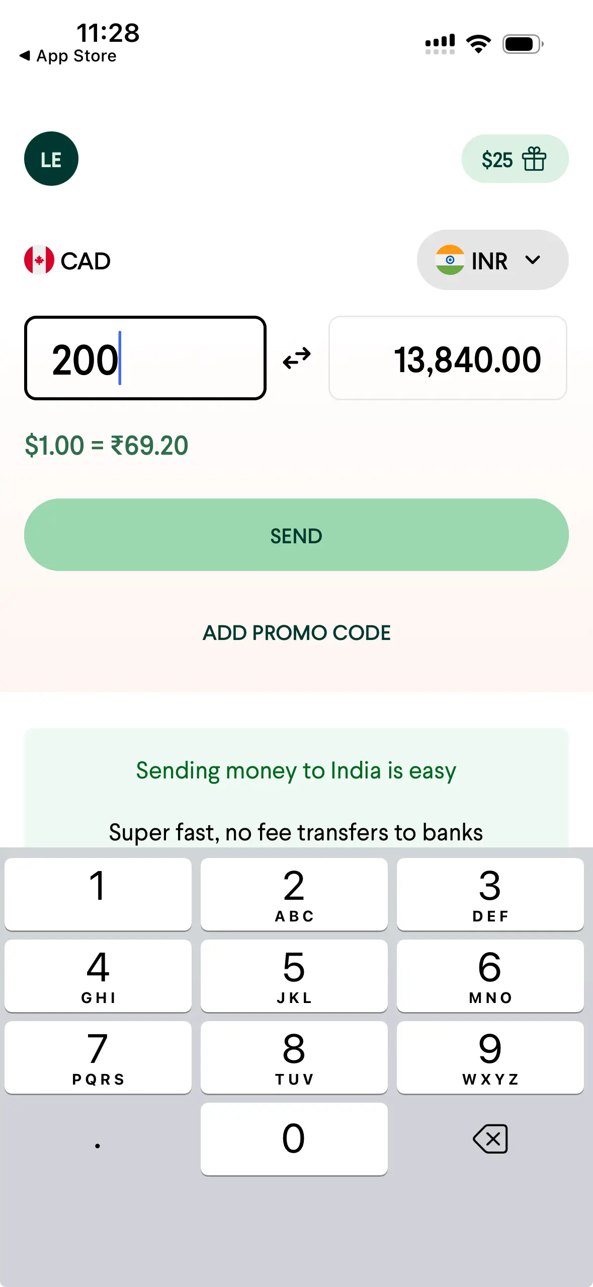 TapTapSend Screenshot